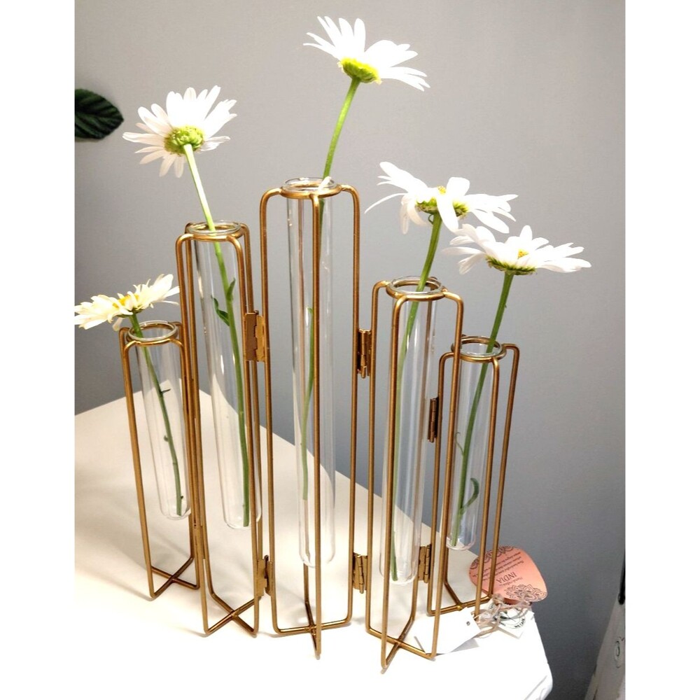 NWT Hand Crafted Set of 5 Graduated Size Bud Vases - Folds